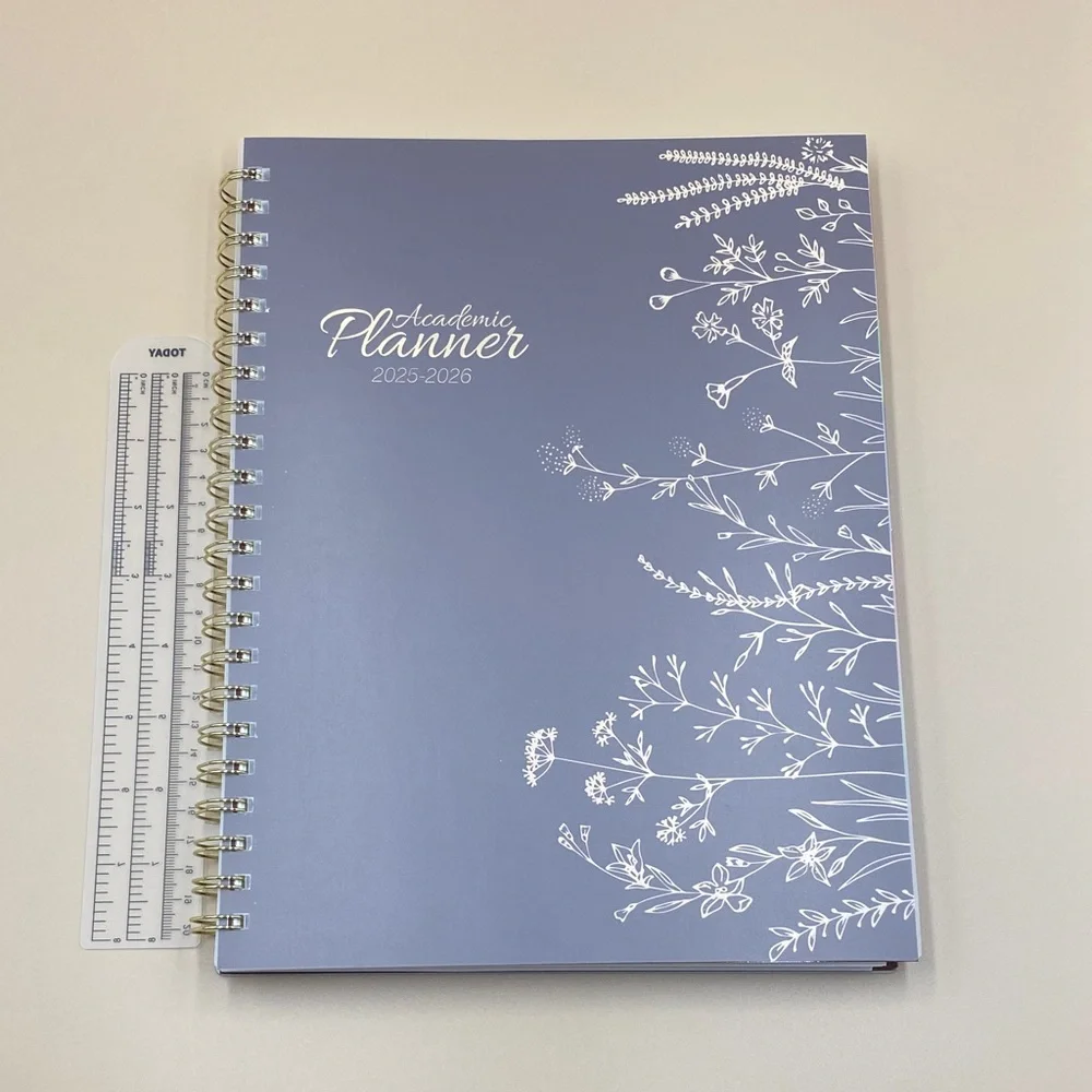 Academic Planner 2025-2026 in brown with off white tan Floral Design new 11.5x 9